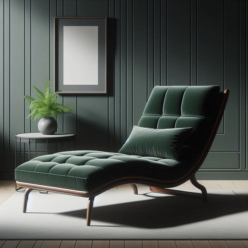 Dark green velvet chaise