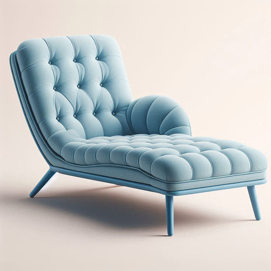 Powder blue velvet one armrest chaise