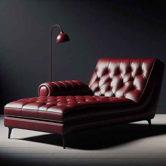 Wine red leather one armrest chaise