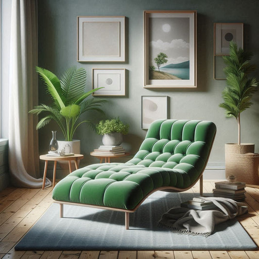 Green velvet chaise