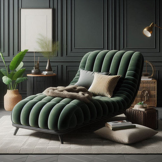 Pine green velvet chaise