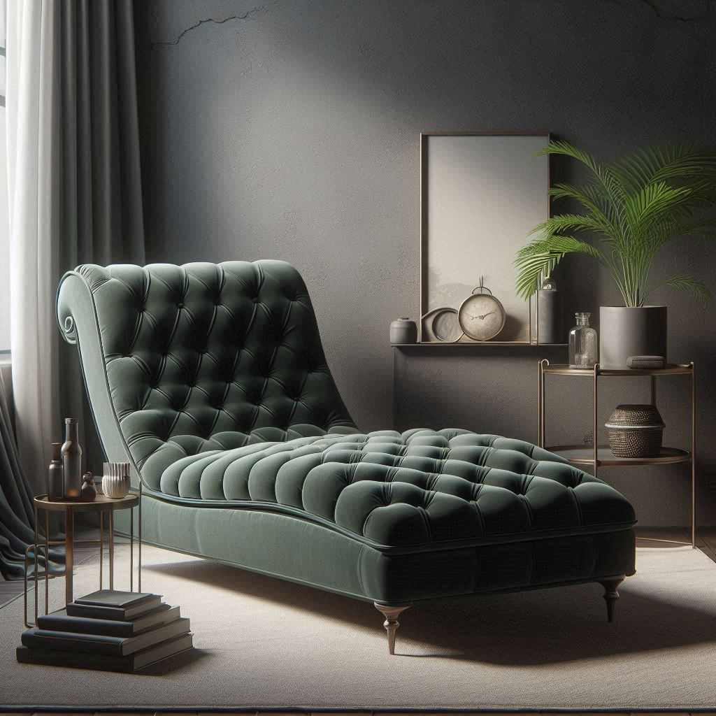 Dark green cotton chaise