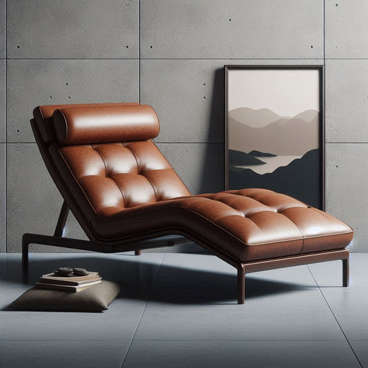 Brown leather chaise