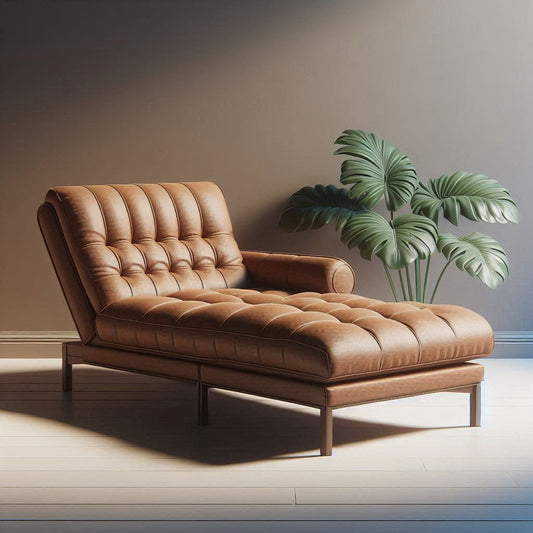 Brown leather one armrest chaise